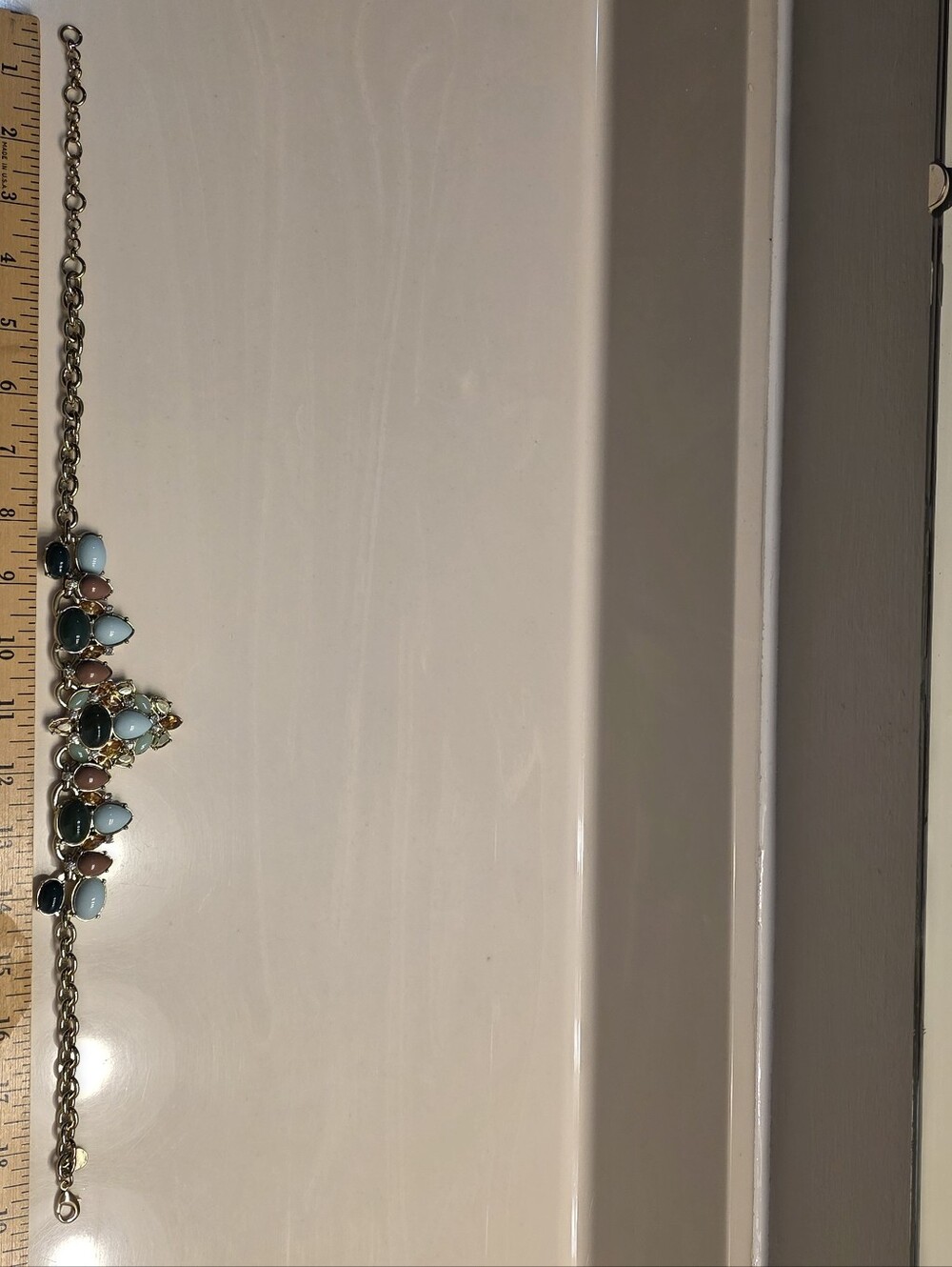 LEE By Lee Angel For Neiman Marcus Cabochon And Crystal 14k Gold Plated Necklace - Picture 6 of 16